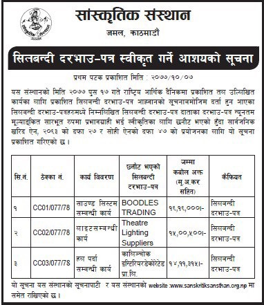 स्वीकृती गर्ने  आवहान सूचना