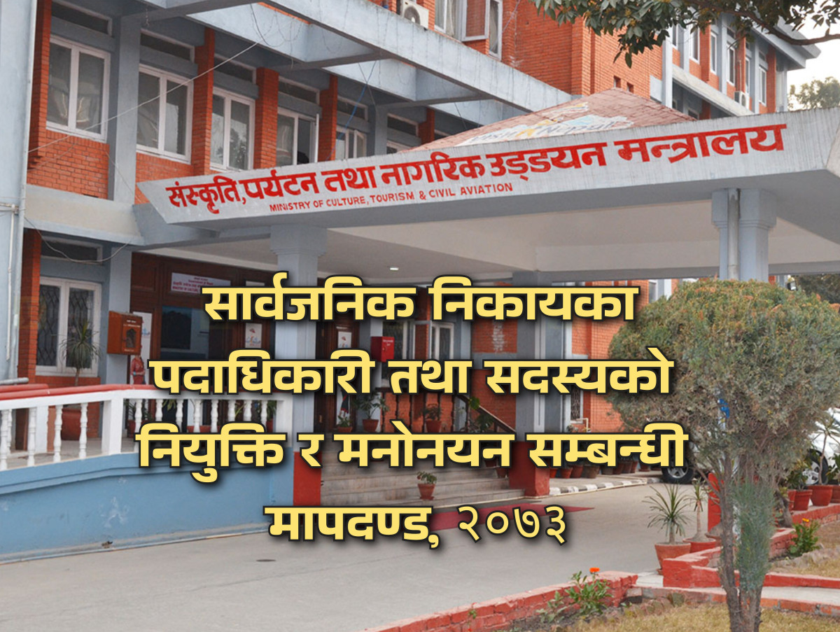 नेपाल सरकार संस्कृति, पर्यटन तथा नागरिक उड्डयन मन्त्रालय सम्बद्ध सार्वजनिक निकायका पदाधिकारी तथा सदस्यको नियुक्ति र मनोनयन सम्बन्धी मापदण्ड, २०७३